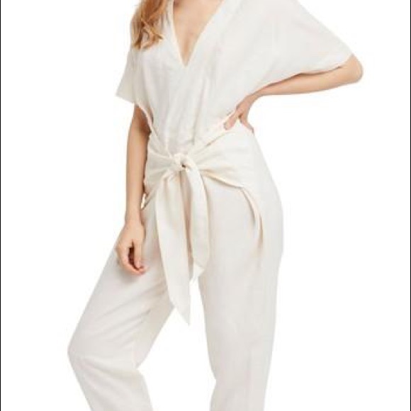 Free People Shining Sun Linen Jumpsuit-Ivory - Picture 6 of 6